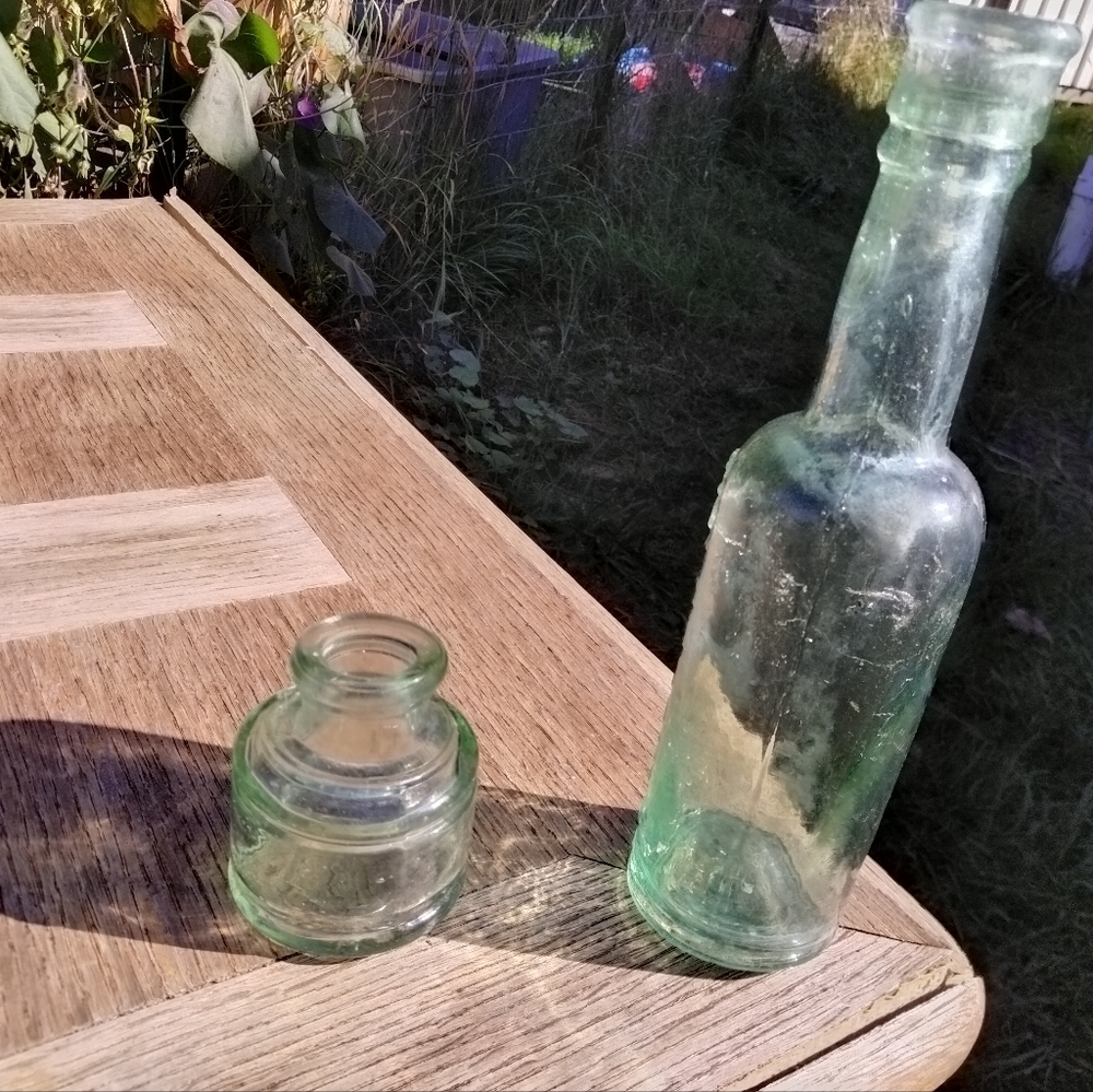 Antique glass bottles